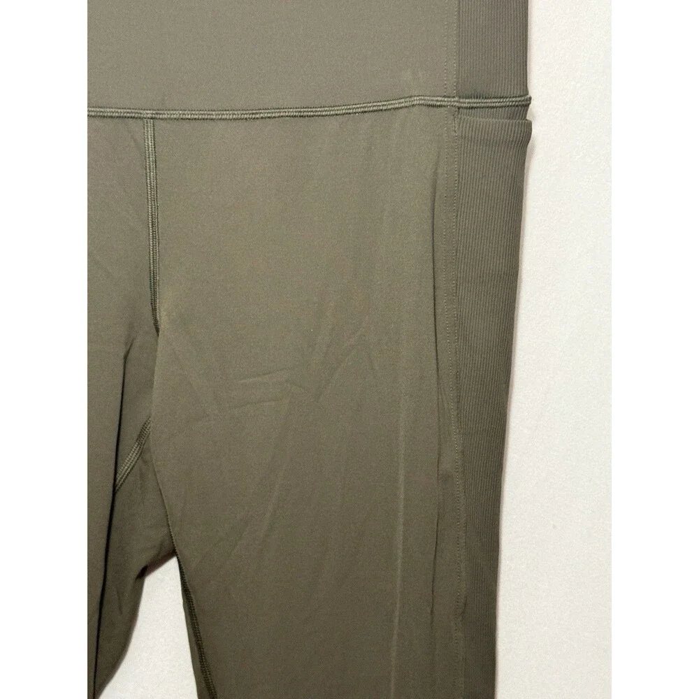 Lululemon Wunder Under Rib 28 Leggings Women 14 Dark Olive High Rise Pockets